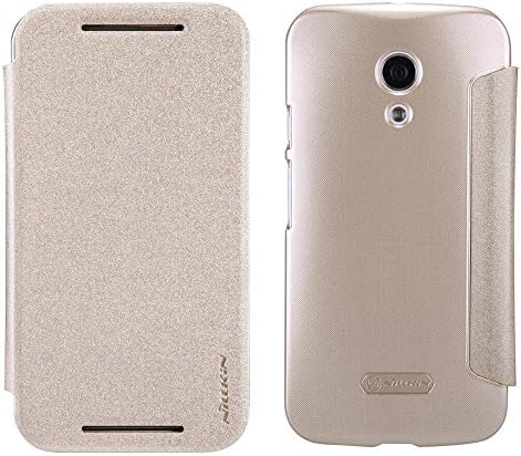 Ebestsale NILLKIN(TM) Sparkle Series PU Leather Folio Case Cover with Smart Wake up/Sleep Function for Moto G2 G 2 Forte(2nd Generation), gold