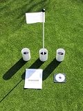 Practice Putting Green - Natural or Synthetic - Accessory Kit - (3) Aluminum 6 Cups & White Marker Flag