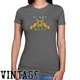 NCAA North Carolina A&T Aggies Ladies Charcoal Distressed Logo Vintage Slim Fit T-shirt