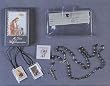 First Communion Gift Sets - Boy - ENGLISH - Black Molded Rosary - Missal - FC Pin - Scapular - Clear Vinyl Wallet