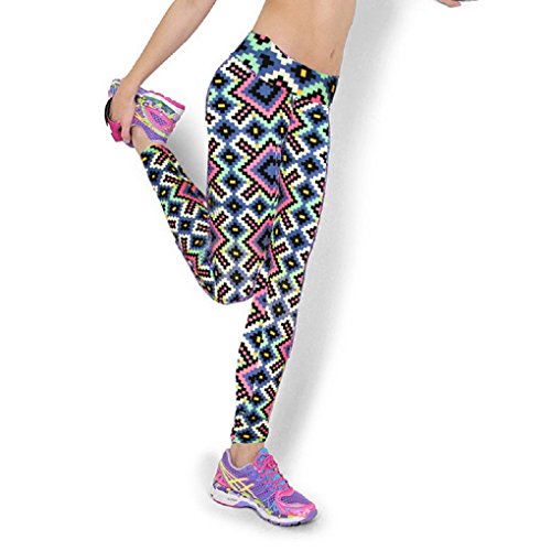 Shensee High Waist Fitness Yoga Athlete Panty Printed Stretch Cropped Leggings