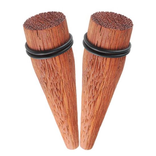 15/16" inch (24mm) - Organic Rose wood Ear large Gauges stretched Stretching Expanders Stretchers Tapers Plugs Earlets with Double Black o-rings ADDP - Pierced Body Piercing Jewelry - Sold as a Pair