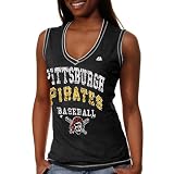MLB Majestic Pittsburgh Pirates Ladies My Crush Sleeveless T-Shirt - Black (Large)
