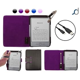 Kindle LANTERN Case Cover Pouch (Black & Purple) with Night Light & Wrist Strap for New Amazon Kindle now with FREE USB Charger Lead Cable for the ALL New 2011 4th Generation Kindle / New 6" inch Wi-Fi Kindle eReader, from G-HUB