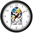 Jesus Christ (Stained Glass) Christian Theme Wall Clock by WatchBuddy Timepieces (White Frame)