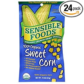 Sensible Foods Organic Crunch Dried Snacks, Sweet Corn, 0.75-Ounce Pouches (Pack of 24)