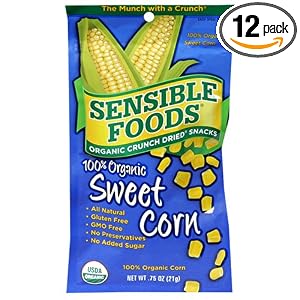 Sensible Foods Organic Crunch Dried Snacks, Sweet Corn, 0.75-Ounce, 12-Count Pouch
