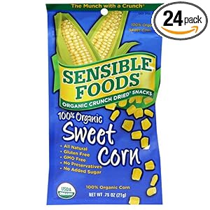 Sensible Foods Organic Crunch Dried Snacks, Sweet Corn, 0.75-Ounce Pouches (Pack...