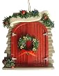 Snowfall Valley Red Barn Door With Verse Christmas Ornaments