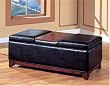 Cherry Finish Leather-like Storage Ottoman By Coaster Furniture.
