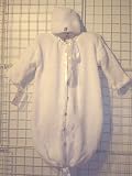 Bt1w, Knitted on Hand Knitting Machine Then Finished By Hand Crochet Unisex Infant Outfit, Containing White Chenille Bunting and Hat Set