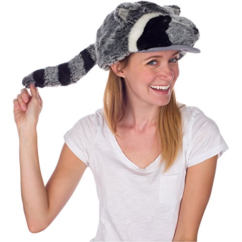 Rittle Furry Raccoon Animal Hat, Realistic Plush Costume Headwear - One Size
