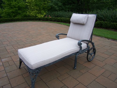 Oakland Living Mississippi Chaise Lounge with Cushion in Verdi Grey Oakland Living Mississippi Chaise Lounge with Cushion in Verdi Grey