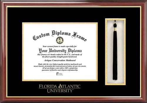 Florida Atlantic University Owls - Embossed Seal - Tassel Box - Mahogany - Diploma Frame