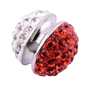 Kadima Swarovski Elements ,Disco Ball ,Shamballa Ball , Lots of 12pcs 12MM Shamballa Inspired Pave Crystals Alloy Ball - Crystal/Red