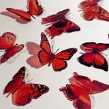 Butterfly 3D Translucent Decoration 12 RED Butterflies