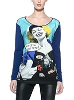 Love Moschino Camiseta Manga Larga (Azul Índigo)