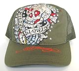 Ed Hardy - Ed Hardy Green Rhinestone Cap - Love Kills Slowly Skull Design