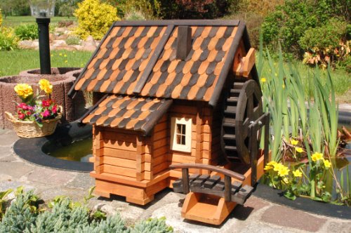 Figuren & Statuen Wunderschöne große Wassermühle aus Holz im