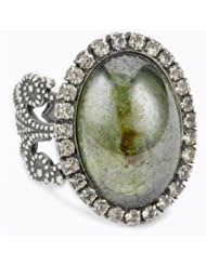 Liz Palacios "Piedras" Silver Swarovski Crystal and Cabochon Ring