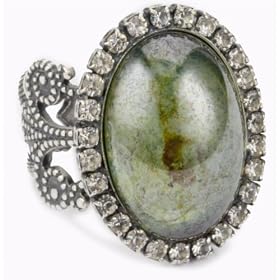 Liz Palacios Piedras Silver Swarovski Crystal And Cabochon Ri