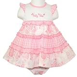 Baby Girls 'Pretty Petal' Pink/White Gingham & Flowers Patterned Summer Dress & Pants 2 Piece Set (12-18 Months)