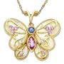 14k Yellow Gold Sapphire Butterfly Pendant w/ Diamond Accent