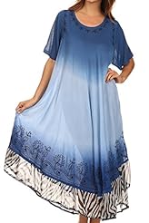 Zebra Print Summer Cotton/Rayon Cap Sleeves Scoop Neck Embroidered  Dress