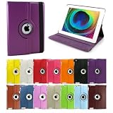 GMYLE Purple 360 Degree Rotating Swivel Magnetic Wake Up Sleep Smart Leather Stand Cover Folio Portfolio Case