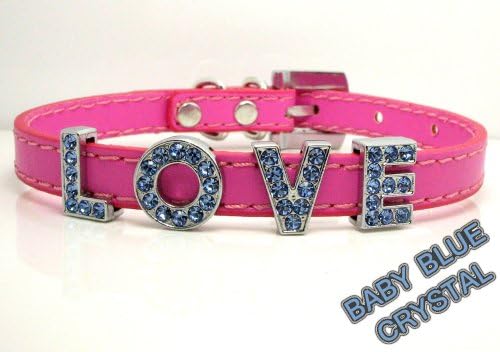Medium Pink Matte Leather with Swarovski Grade Crystal Collar for Cat/dog with Diamante Buckle ***Customize Your Own Pet Name***