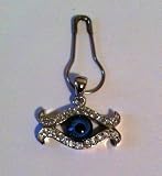 Silver Evil Eye Charm with Stainless Steel Safety Pin to Hook