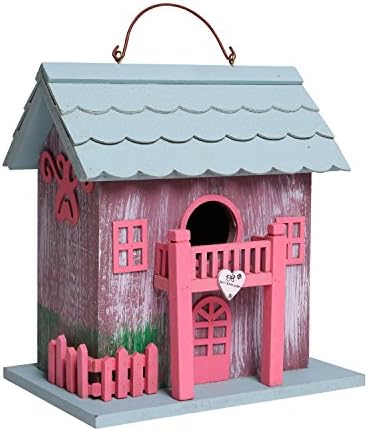 WildBird Care Hanging Bird House Wood Painted Cottage Birdhouse (BMH14)