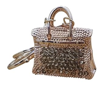 AM Landen Elegant Rhinestone Bling Keychains Series(Gold Birkin) at