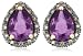 14k Yellow Gold 8x6 Pear-Shaped Amethyst and Brown Diamond Earrings Set in Black Rhodium (1/4 cttw)