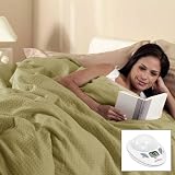 Review Sunbeam  / Sunbeam Twin Premium Box Pattern Moss Green Electric Heated Warming Blanket