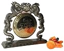Chinese brass good fortune gong with dragon stand and mallet