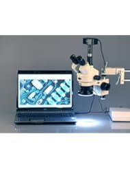 CE: AmScope SM-4TZ-144-10MT Digital Professional Trinocular Stereo Zoom Microscope, WH10x Eyepieces, 3.5X-90X Magnification, 0.7X-4.5X Zoom Objective, 144-Bulb LED Ring Light, Double-Arm Boom Stand, 110V-240V, Includes 0.5X and 2.0X Barlow Lenses and 10.7MP Camera with Reduction Lens and Software - United Scope LLC.
