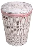 Burlington Baby White Willow Hamper with Liner, Pink