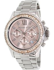 Michael Kors MK5870 Everest Rose Chrono Date Dial Stones Steel Women Watch NEW