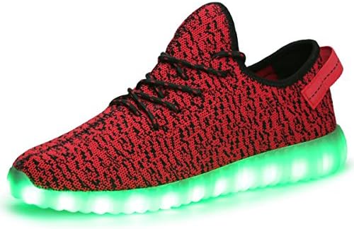 Luoine LED Luminous Unisex Shoes Men &amp; Women USB Charging Red Light 7 Colors Glowing with Fluorescent Shoelaces 7.5 D(M) US