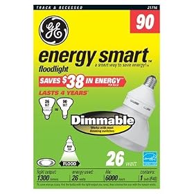 GE 21716 26 Watt (90 Watt equivalent) Energy Smart Floodlight Dimmable R40 Light Bulb 6... by General Electric