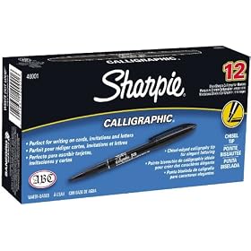 Sharpie Calligraphic Water Based Markers, 12 Black Markers (40001SH)