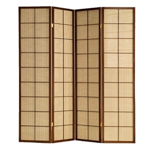 ABC Fabric in Lay 4 Panels Room Divider Brown Cherry