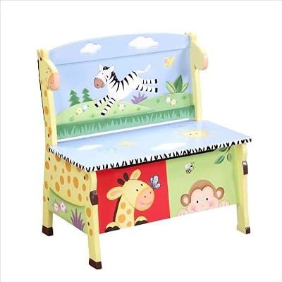 Teamson Kids Sunny Safari Hand Painted Kids Storage Bench