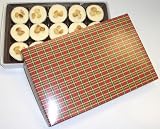 Scott's Cakes 1 lb. White Chocolate Macadamia Nut Cluster in a Christmas Plaid Box