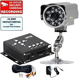 VideoSecu IR706MKC50 Night Vision Indoor Outdoor super large IR LED Color CCTV CCD Weatherproof Surveillance Camera DVR Recorder System with Audio Microphone 50ft cable and free surveillance Decal