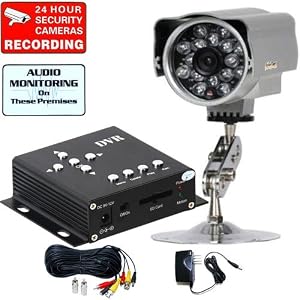 VideoSecu IR706MKC50 Night Vision Indoor Outdoor super large IR LED Color CCTV CCD Weatherproof Surveillance Camera DVR Recorder System with Audio Microphone 50ft cable and free surveillance Decal