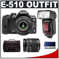 Olympus Evolt E510 10MP Digital SLR Camera with CCD Shift Image Stabilization and 14-42mm f/3.5-5.6 and 40-150mm f/4.0-5.6 Zuiko Lenses [Outfit] + Olympus FL-50 Electronic Flash + Cameta Incognito 1000 Deluxe Gadget Bag