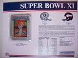 1976 Oakland Raiders vs Minnesota Vikings NFL Super Bowl 11 (XI) 1977 Fred Biletnikoff MVP Willabee Ward Patch and Stat Panel Card