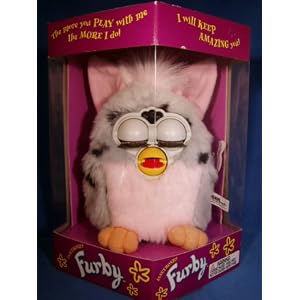 FURBY SILVER WITH BLACK SPOTS AND PINK TUMMY, PINK INNER EARS MODEL 70-800 by